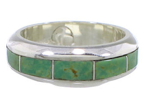 Southwestern Sterling Silver Turquoise Inlay Ring Size 5-1/2 TX40078